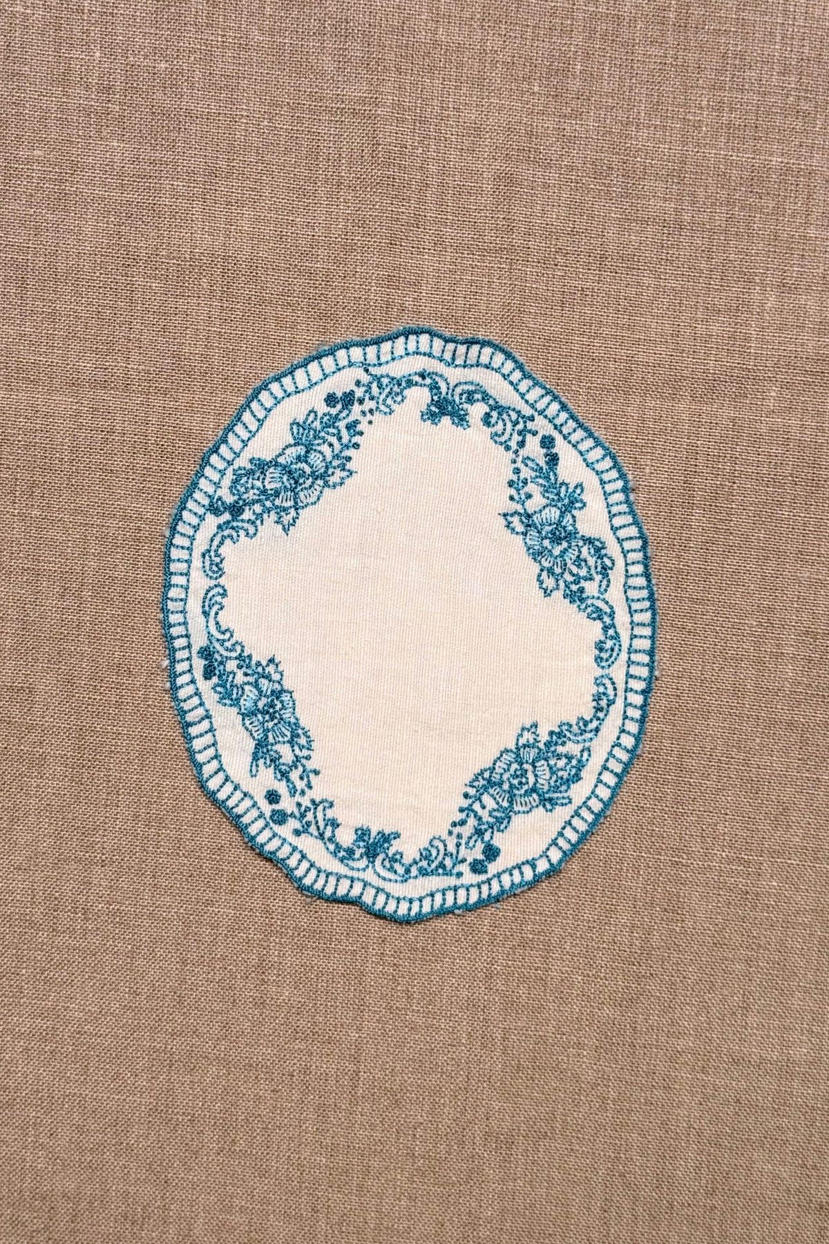 Blue Embroidered Cotton Coasters - Set of 2 - image 1