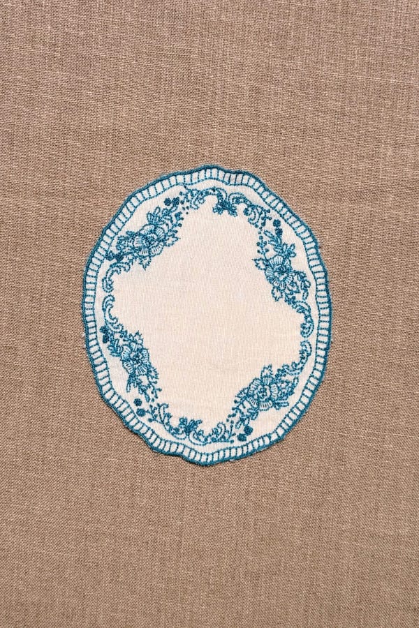 The Summer House — Blue Embroidered Cotton Coasters - Set of 2