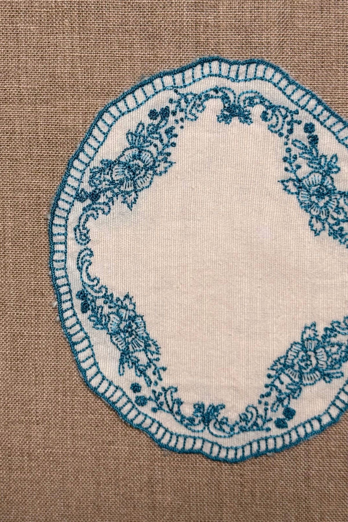 Blue Embroidered Cotton Coasters - Set of 2 - image 3