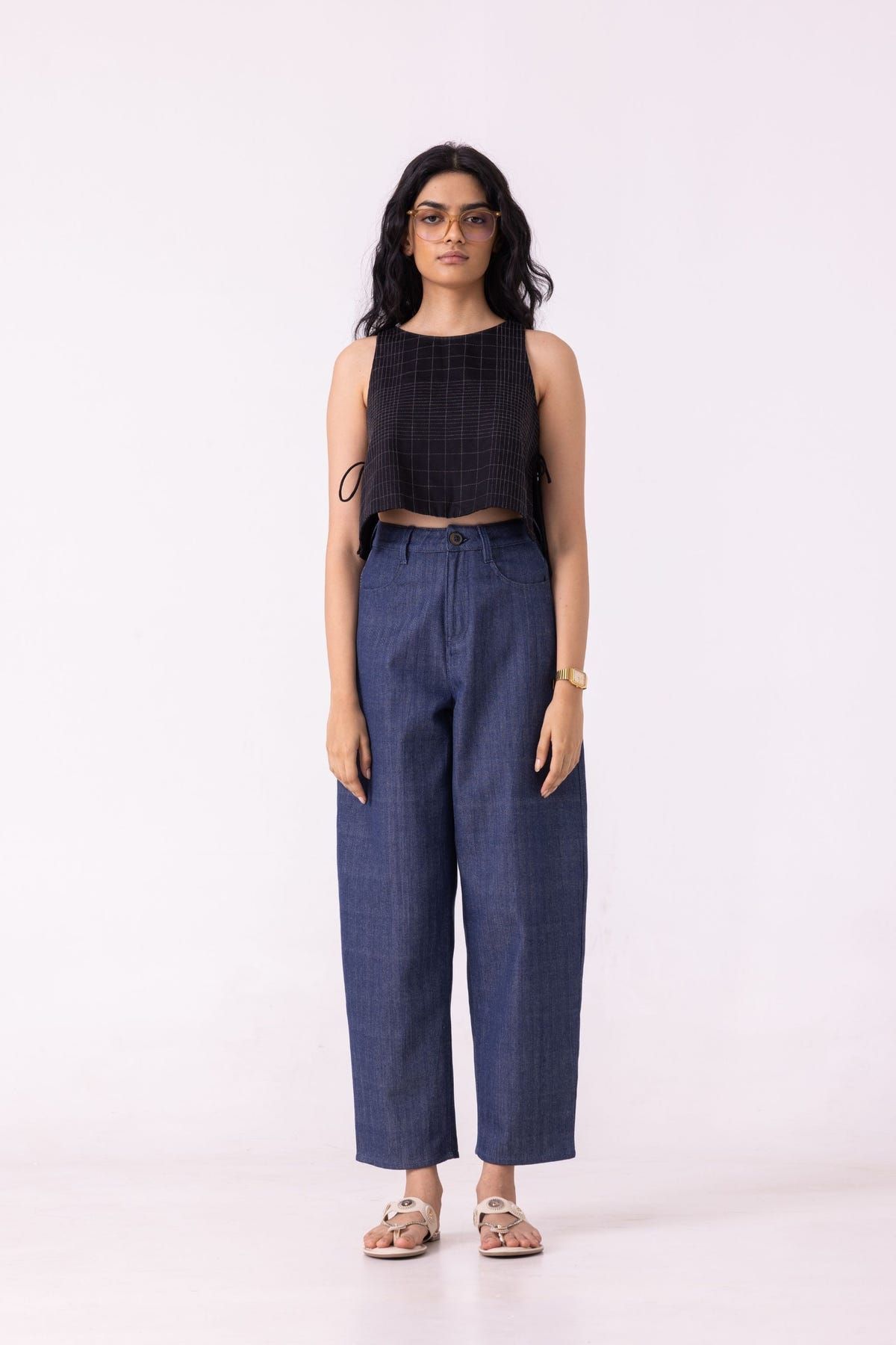 Katniss Blue Handwoven Denim Barrel Pants - image 1