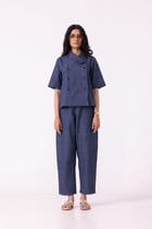 Katniss Blue Handwoven Denim Barrel Pants view 3