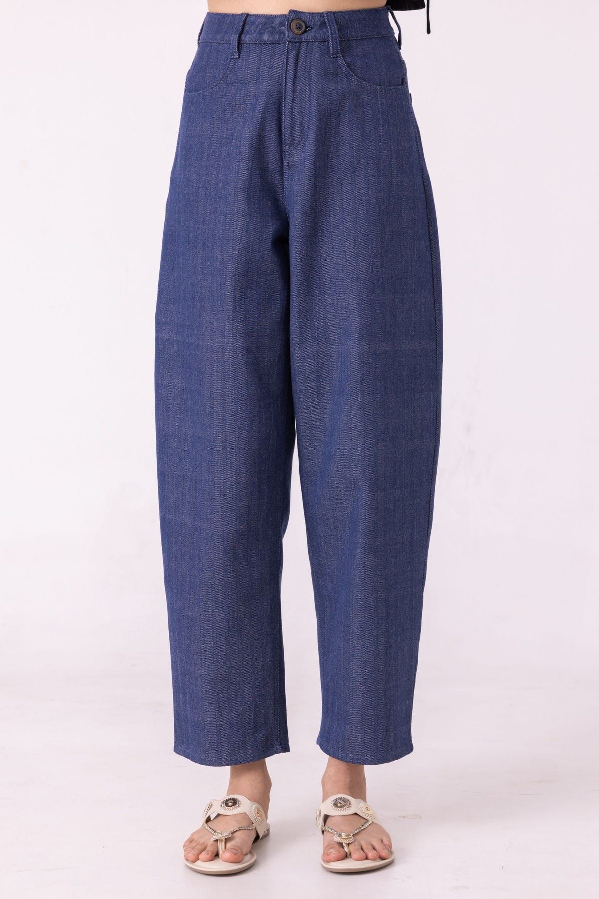 Katniss Blue Handwoven Denim Barrel Pants - image 4