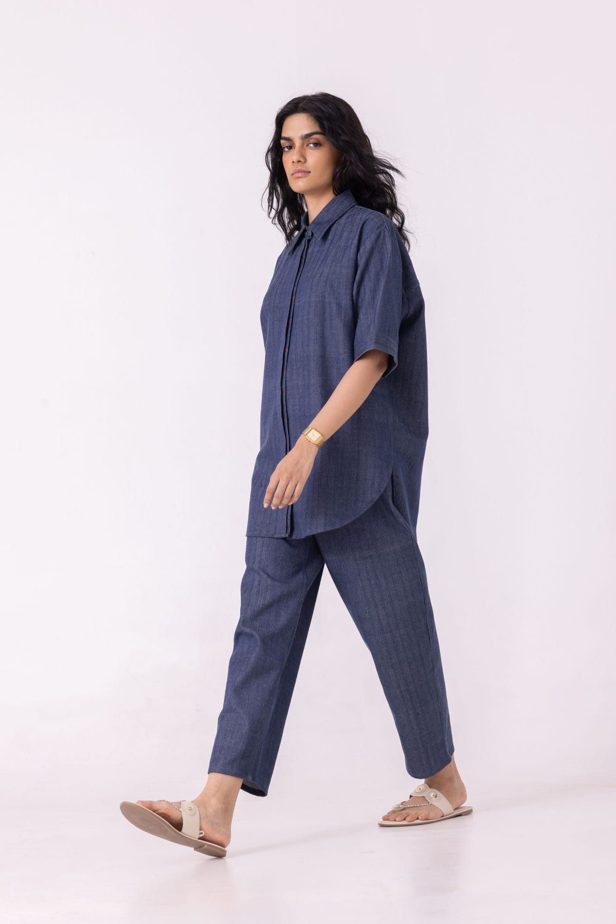Katniss Blue Handwoven Denim Barrel Pants - image 8