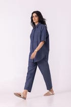 Katniss Blue Handwoven Denim Barrel Pants view 8
