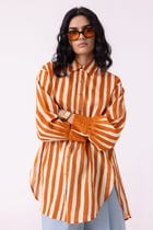 Tori Rust Striped Shirt view 1
