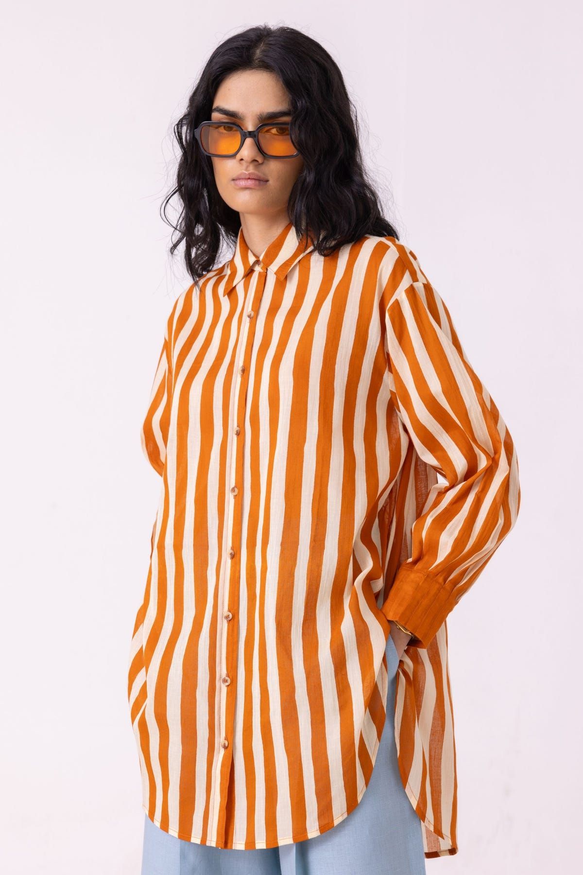 Tori Rust Striped Shirt - image 2