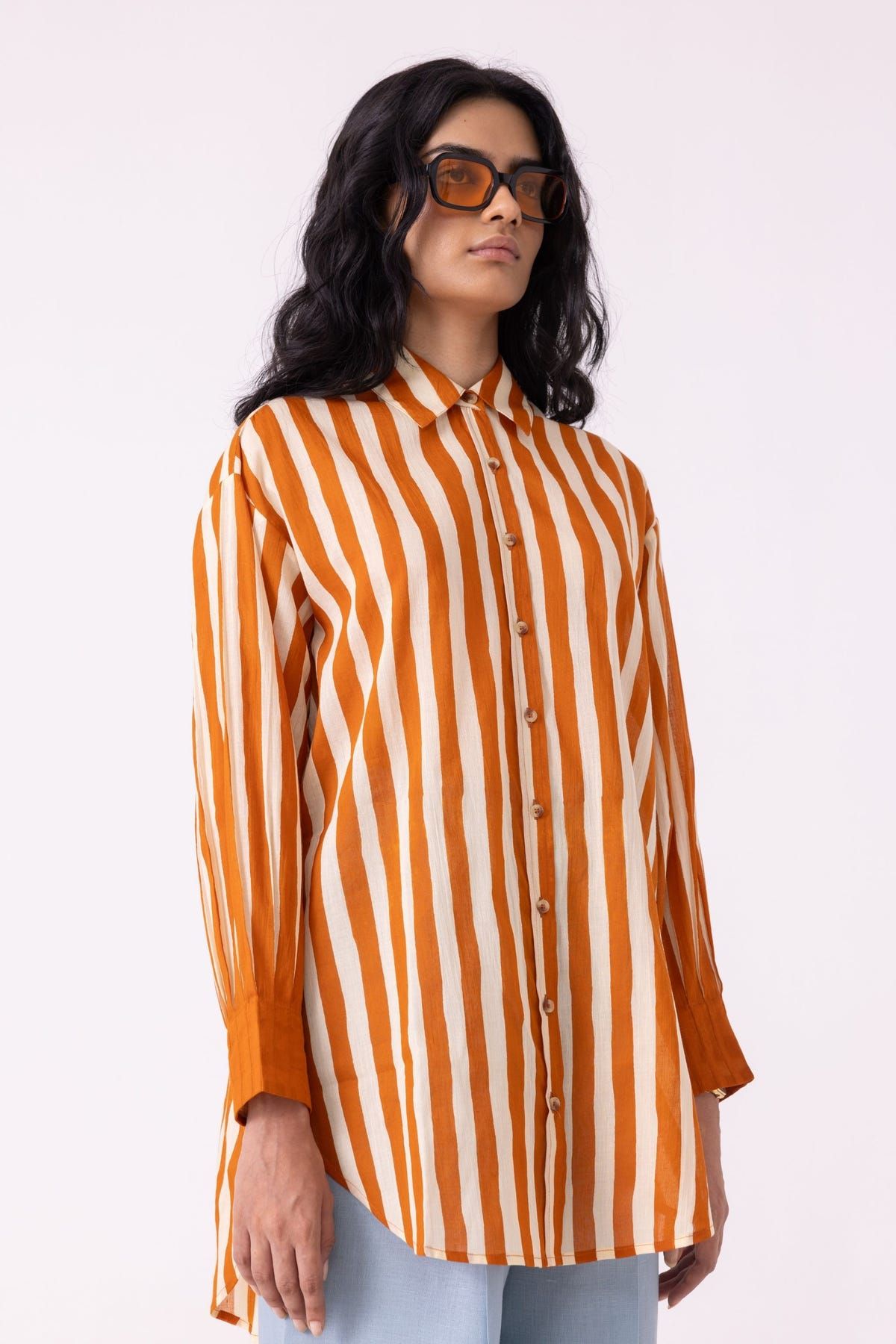 Tori Rust Striped Shirt - image 3