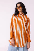 Tori Rust Striped Shirt view 4