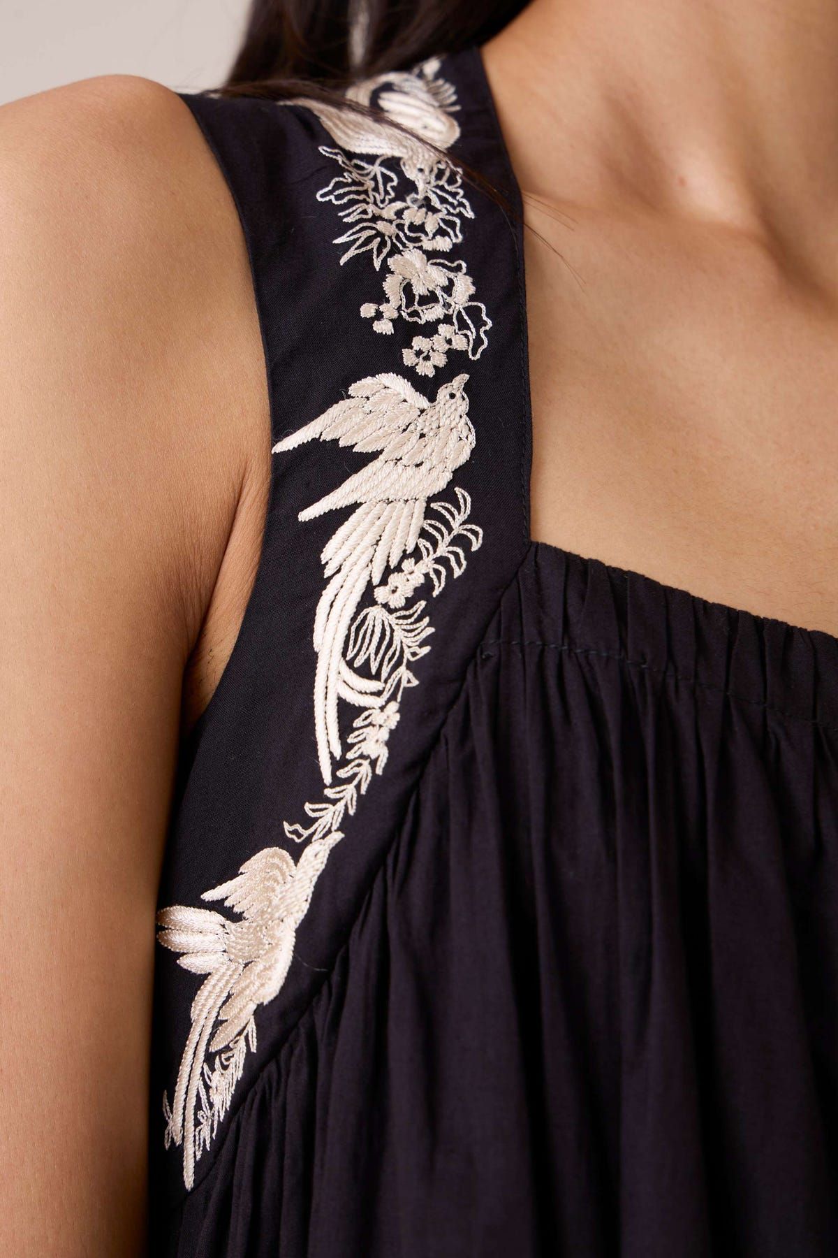 Themis Black Embroidered Dress - image 11