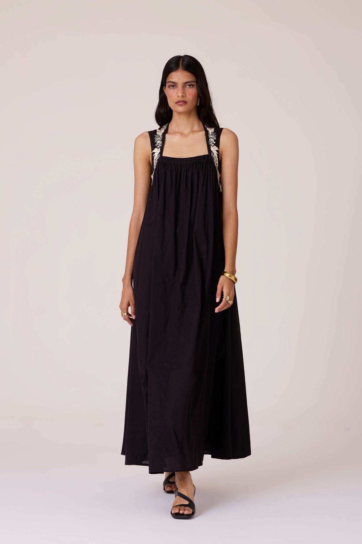 Themis Black Embroidered Dress - image 12