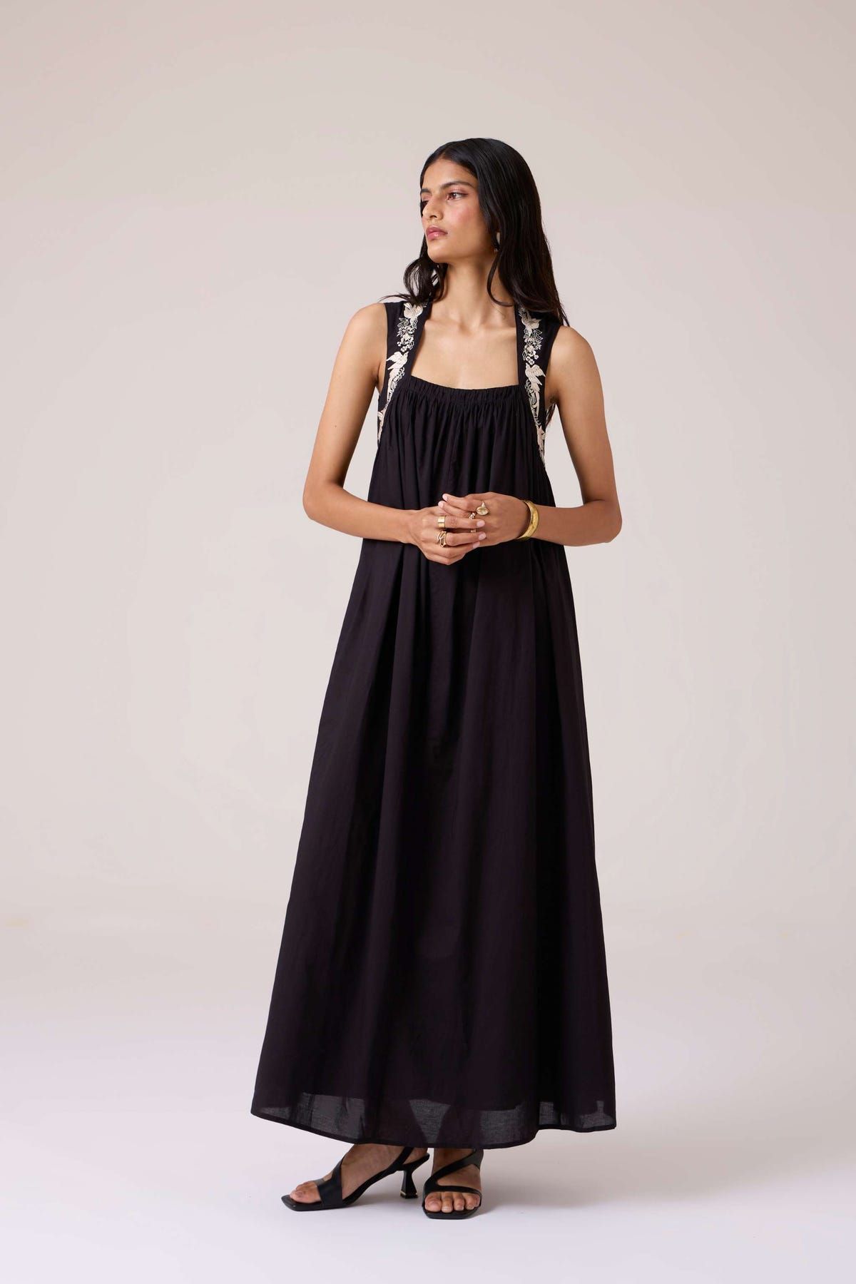 Themis Black Embroidered Dress - image 13
