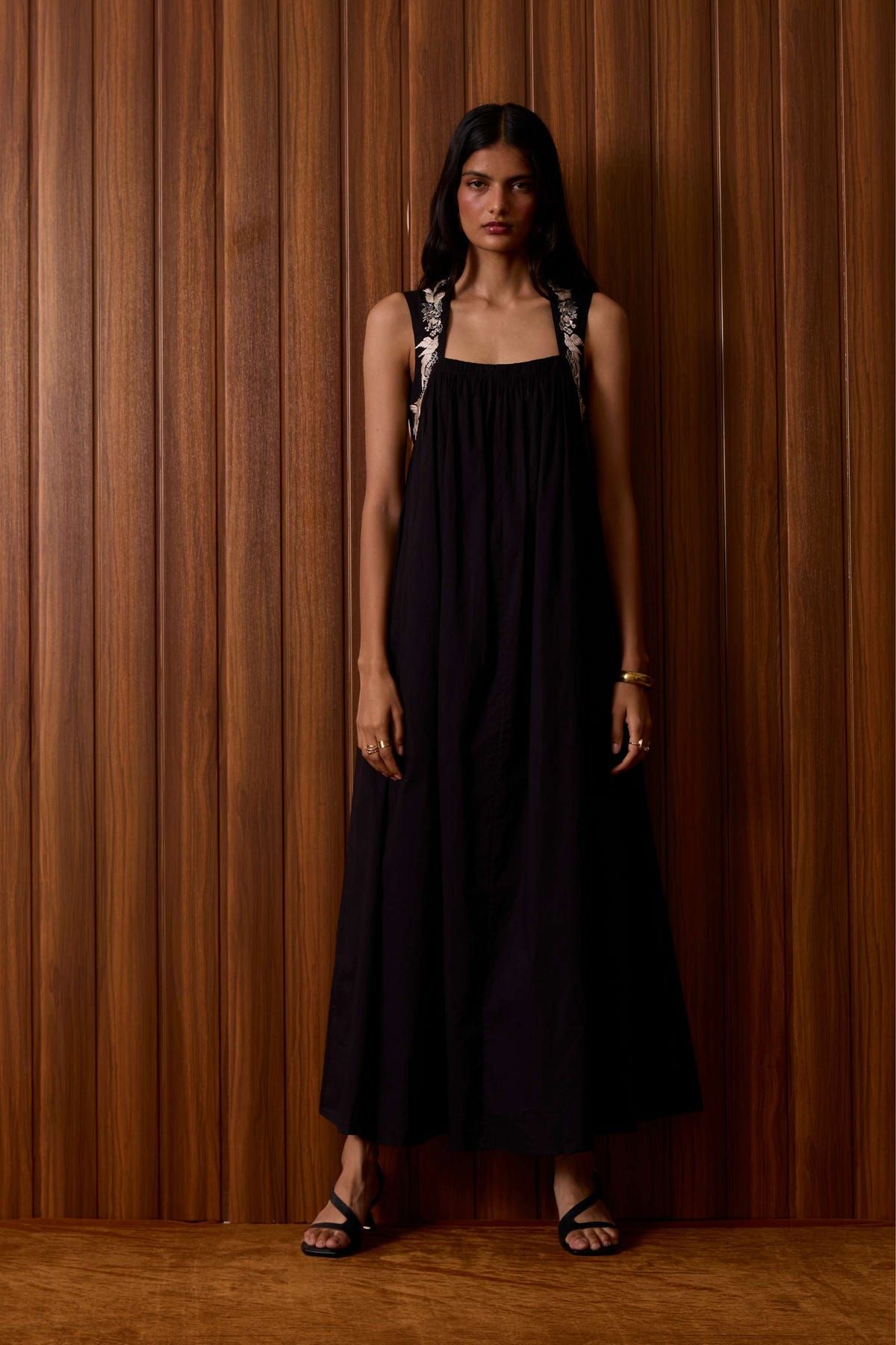 Themis Black Embroidered Dress - image 16