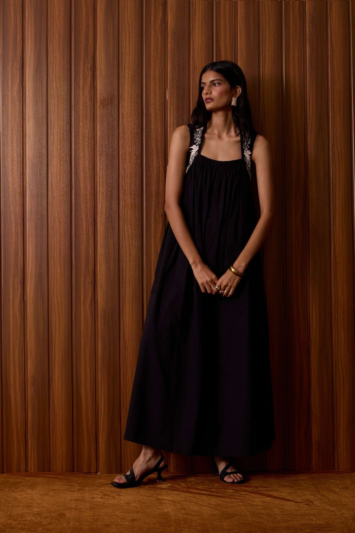 Themis Black Embroidered Dress - image 17