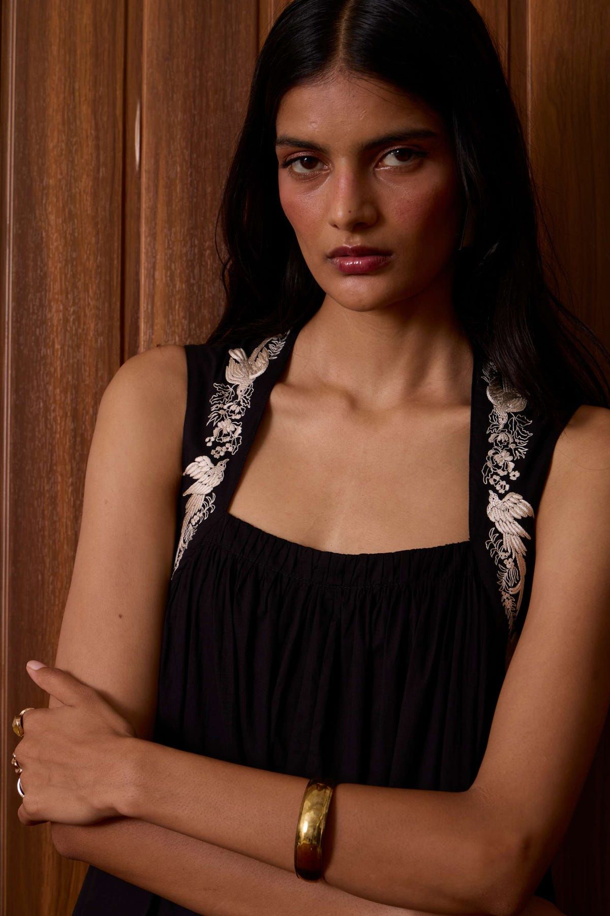 Themis Black Embroidered Dress - image 18