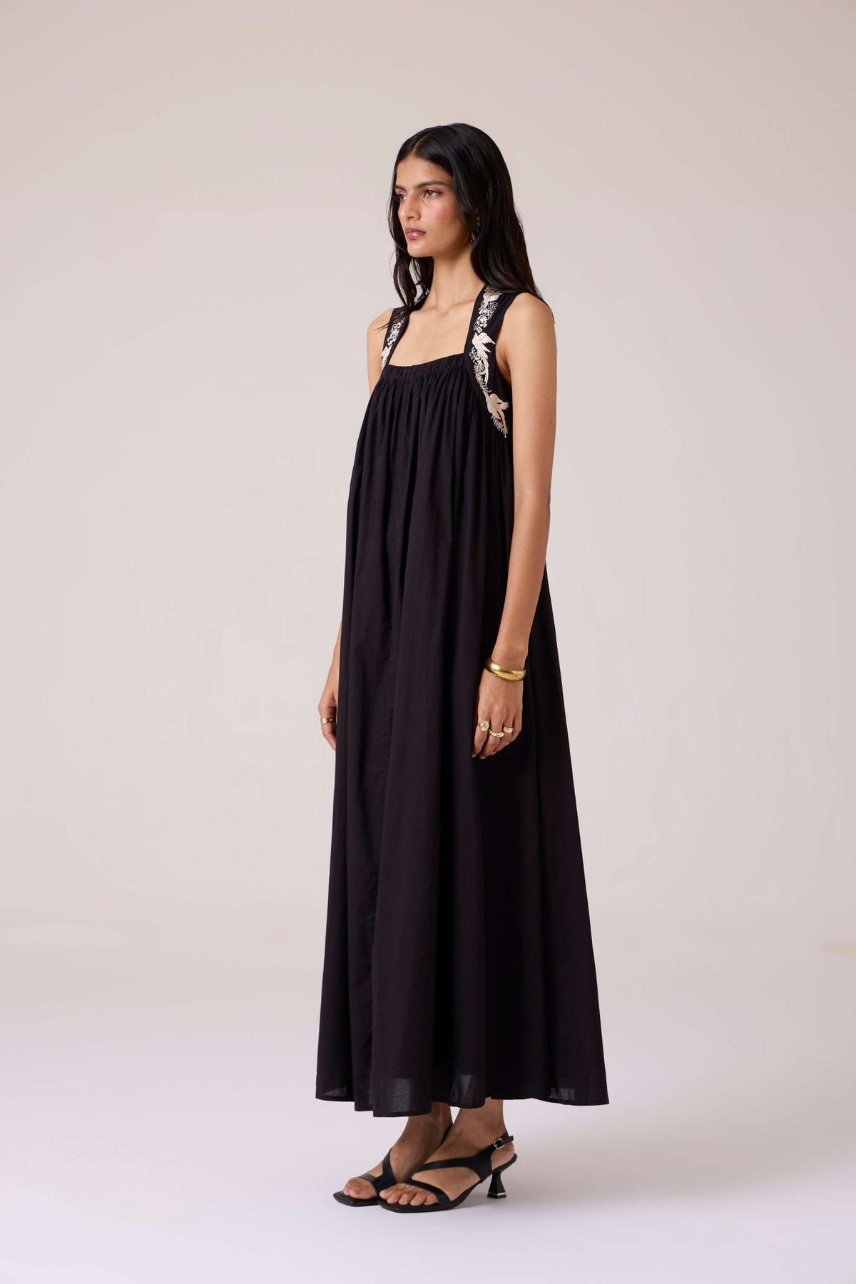 Themis Black Embroidered Dress - image 2