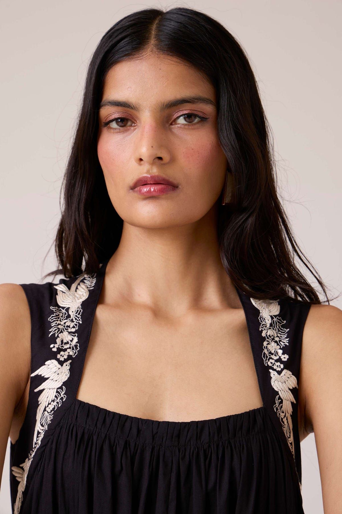 Themis Black Embroidered Dress - image 7