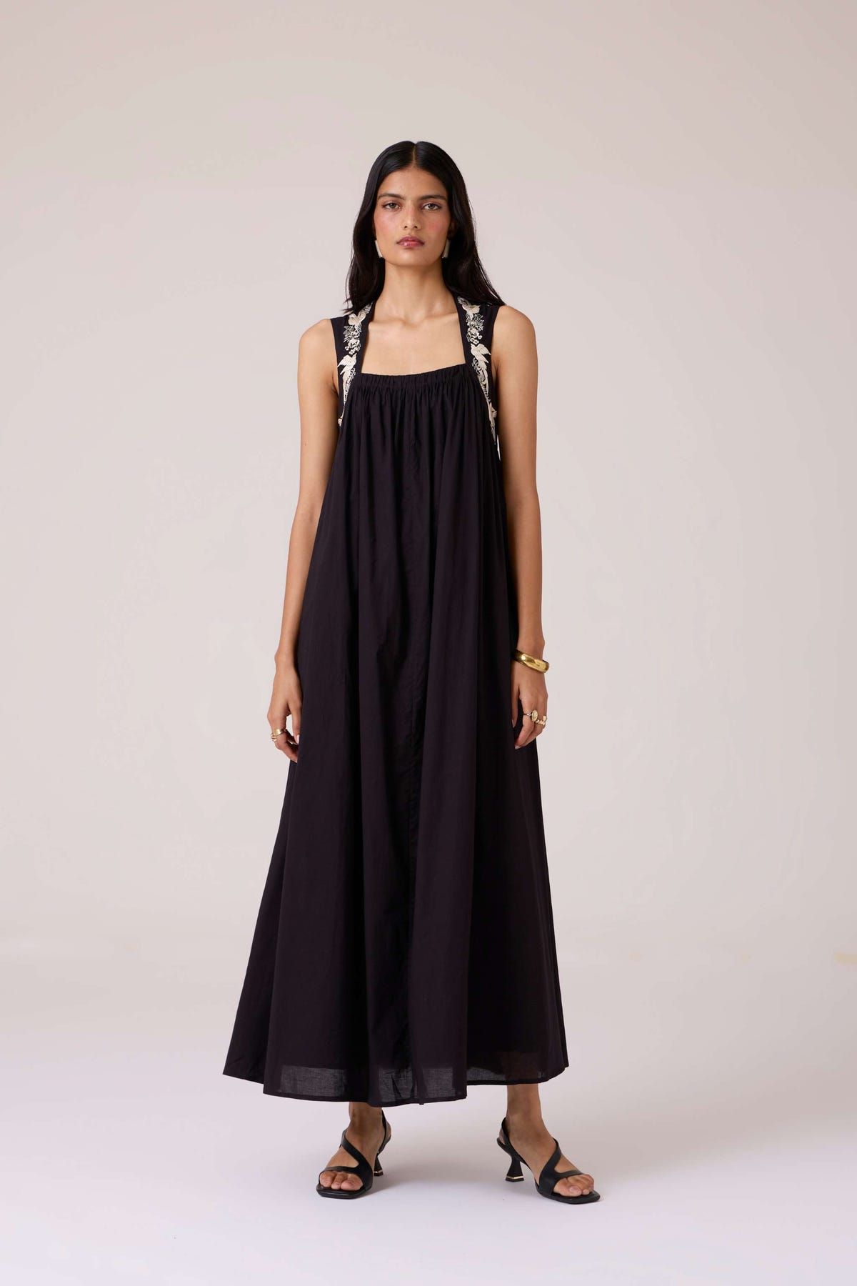 Themis Black Embroidered Dress - image 8