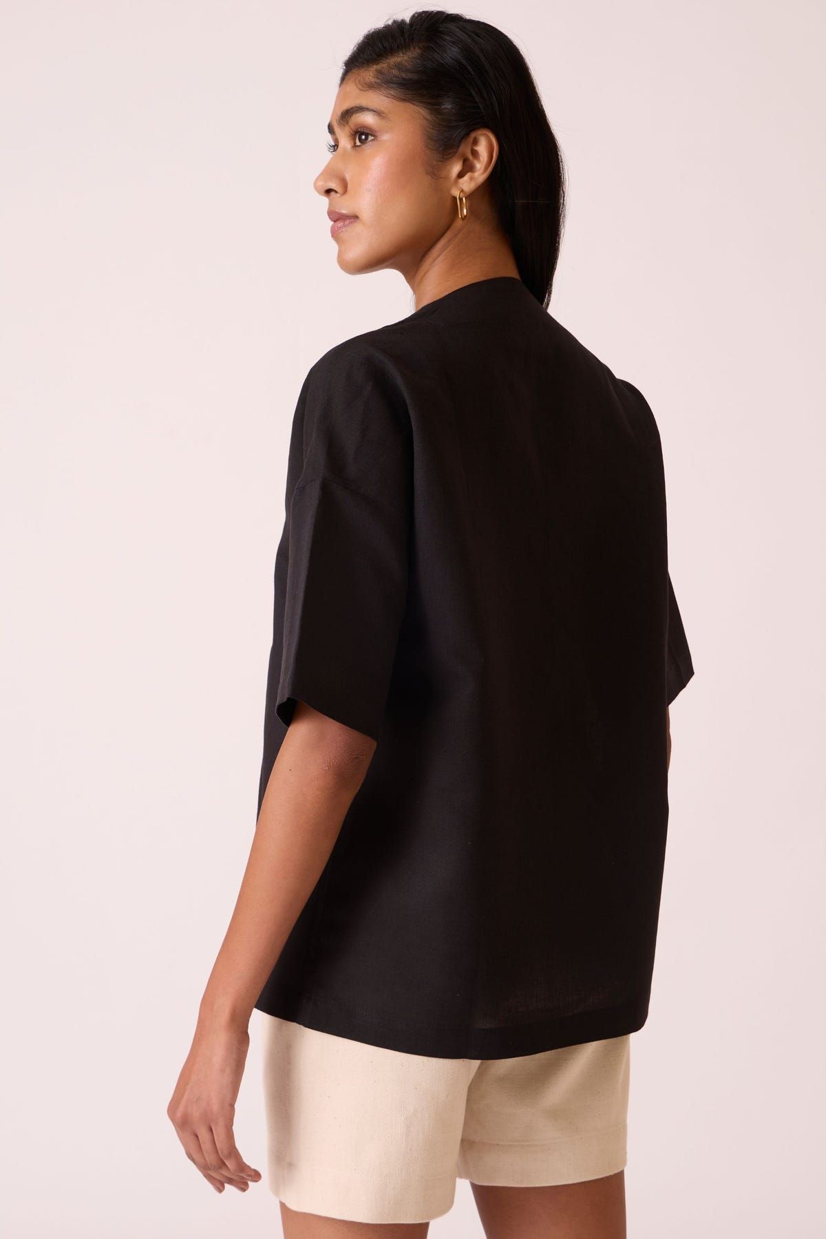 Yuko Black Linen Top - image 4