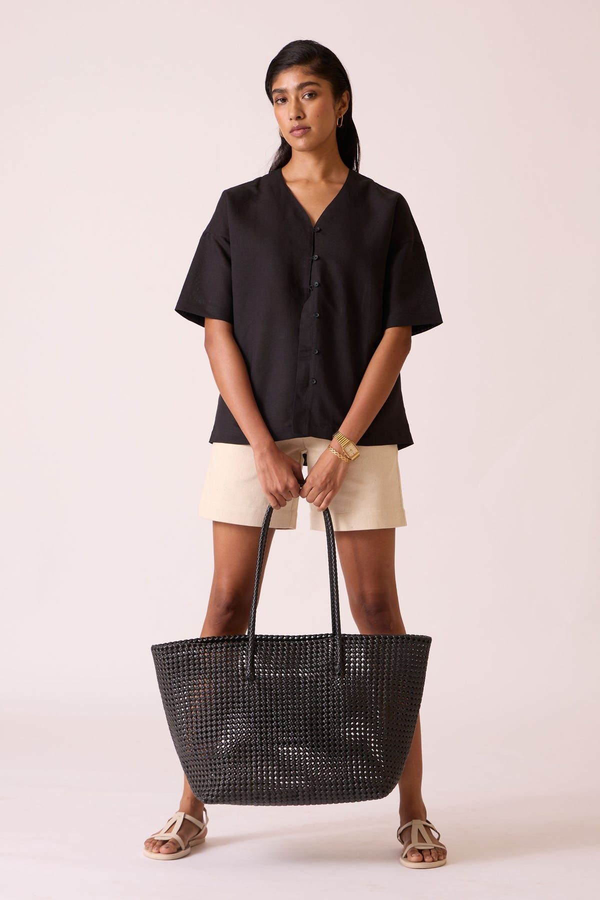 Yuko Black Linen Top - image 5