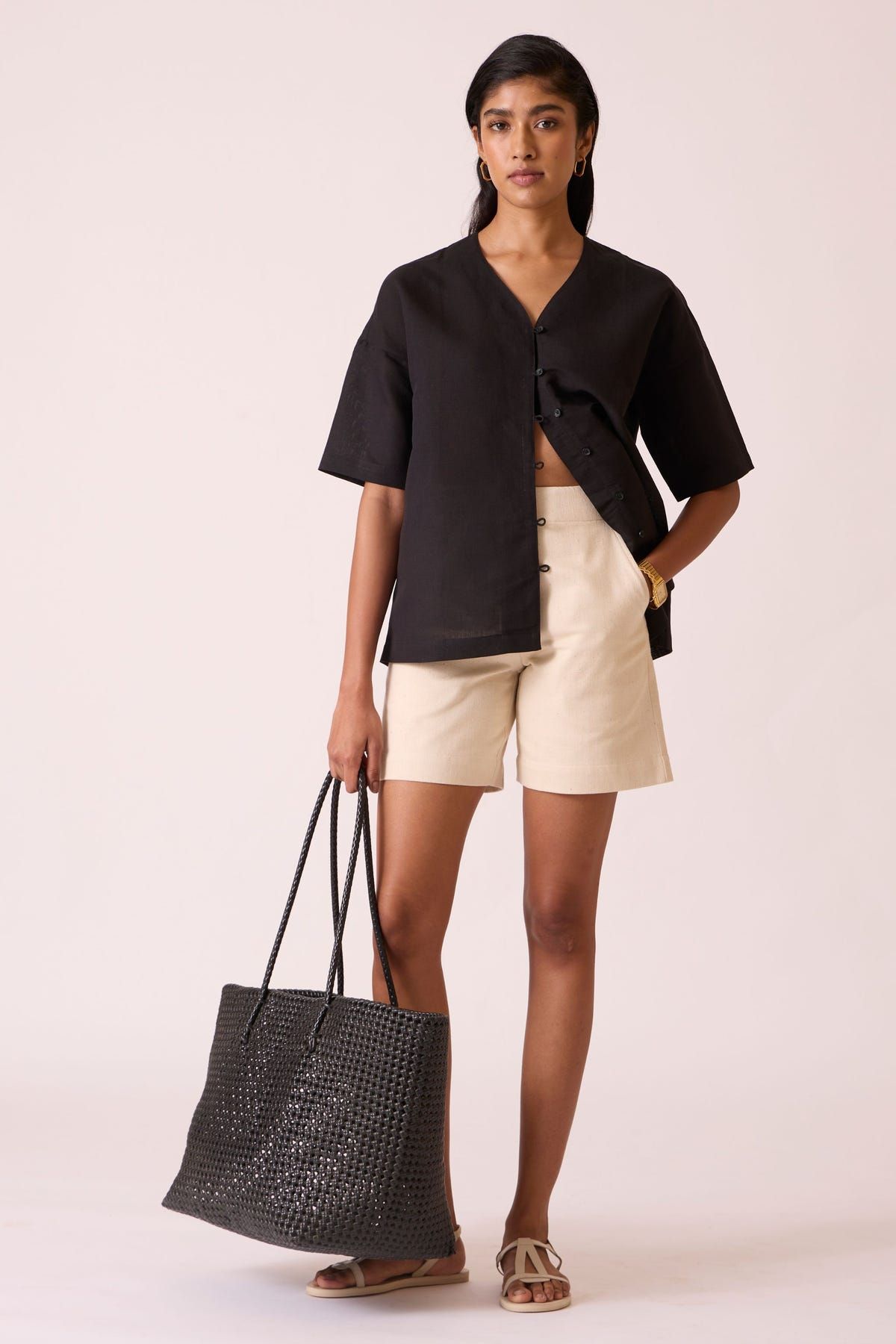 Yuko Black Linen Top - image 6