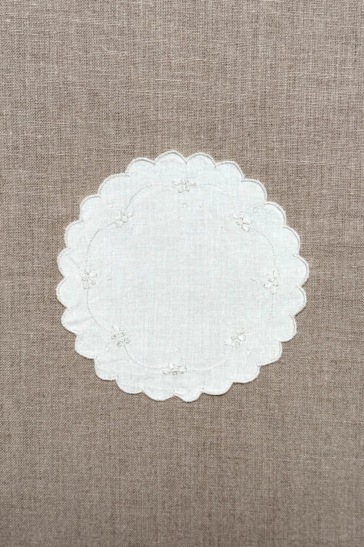 White Embroidered Cotton Coasters - Set of 2 - image 2