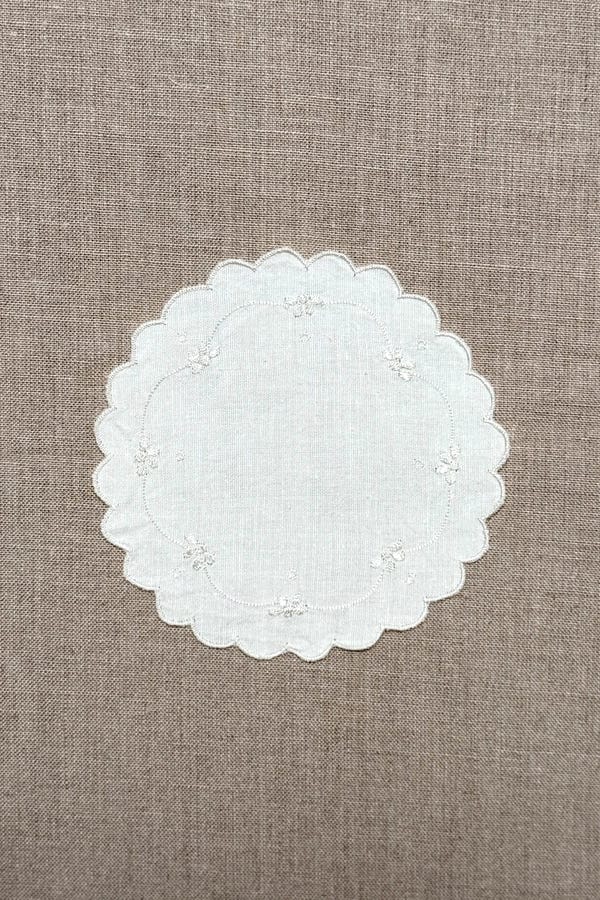 The Summer House — White Embroidered Cotton Coasters - Set of 2