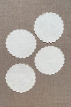 White Embroidered Cotton Coasters - Set of 2 view 5