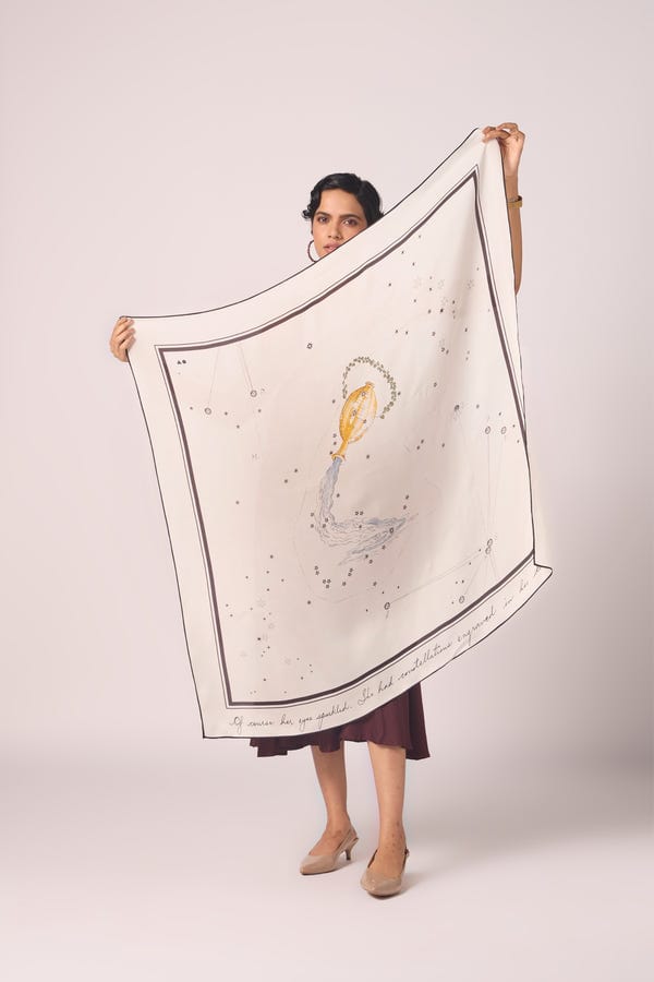 The Summer House — Aquarius Printed Satin Scarf