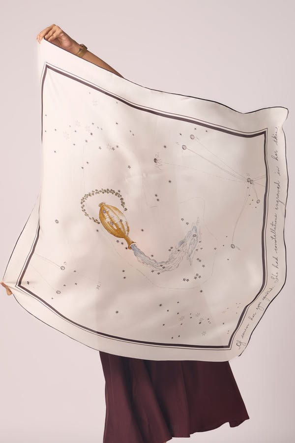 The Summer House — Aquarius Printed Satin Scarf
