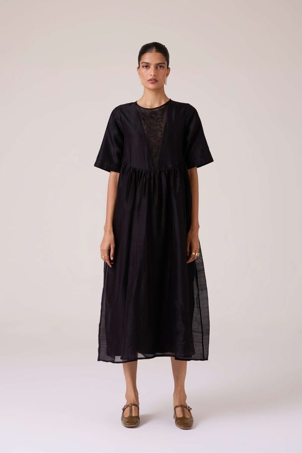 The Summer House — Callisto Black Handwoven Dress