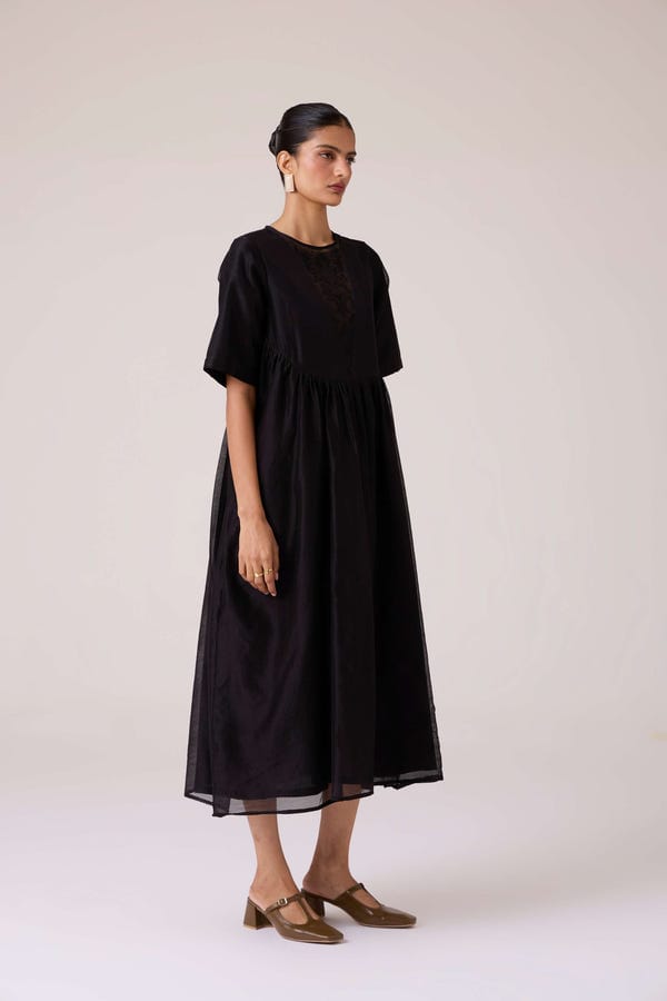The Summer House — Callisto Black Handwoven Dress