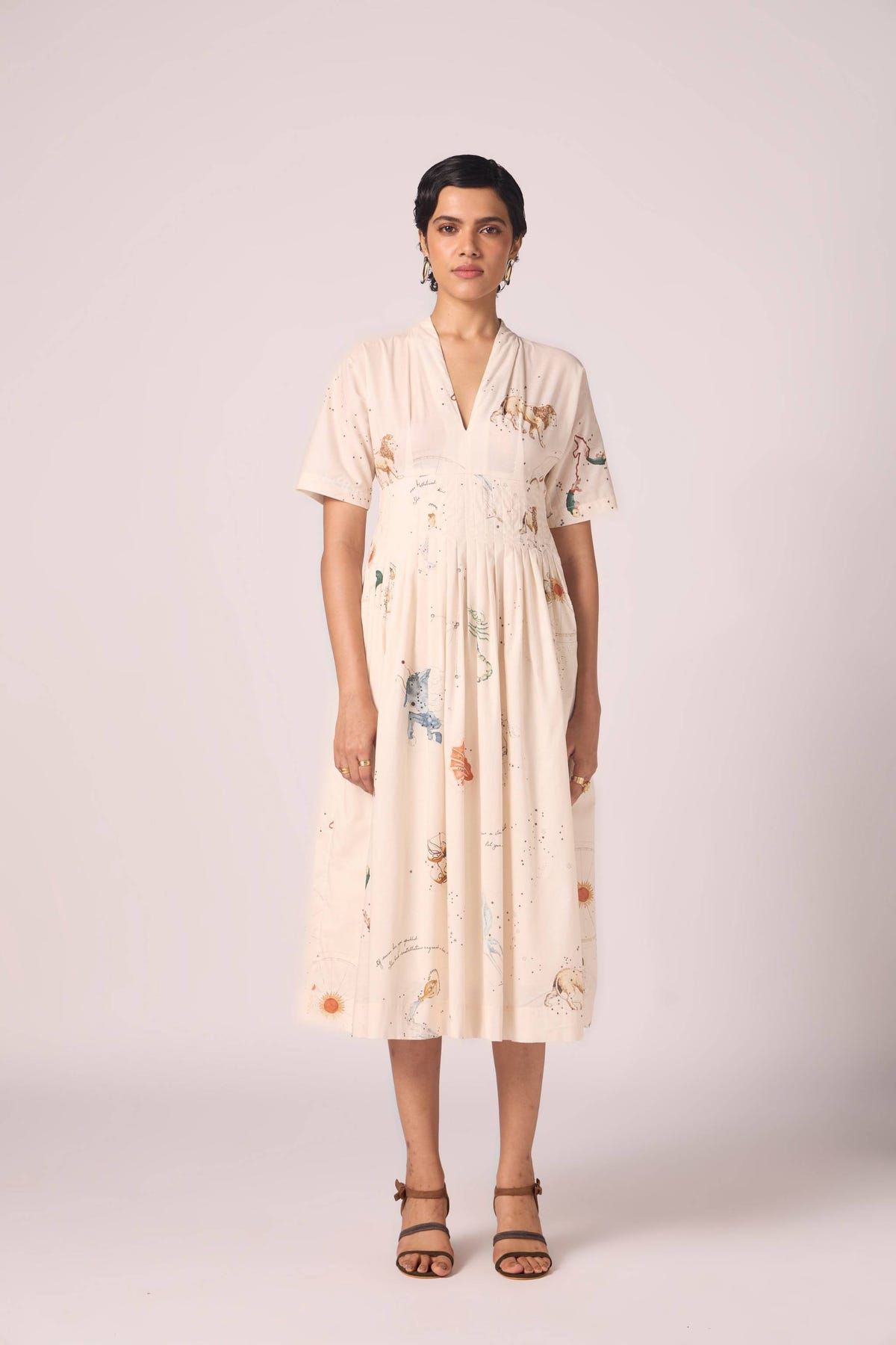 Aara Zodiac Print Pleated Dress - image 1