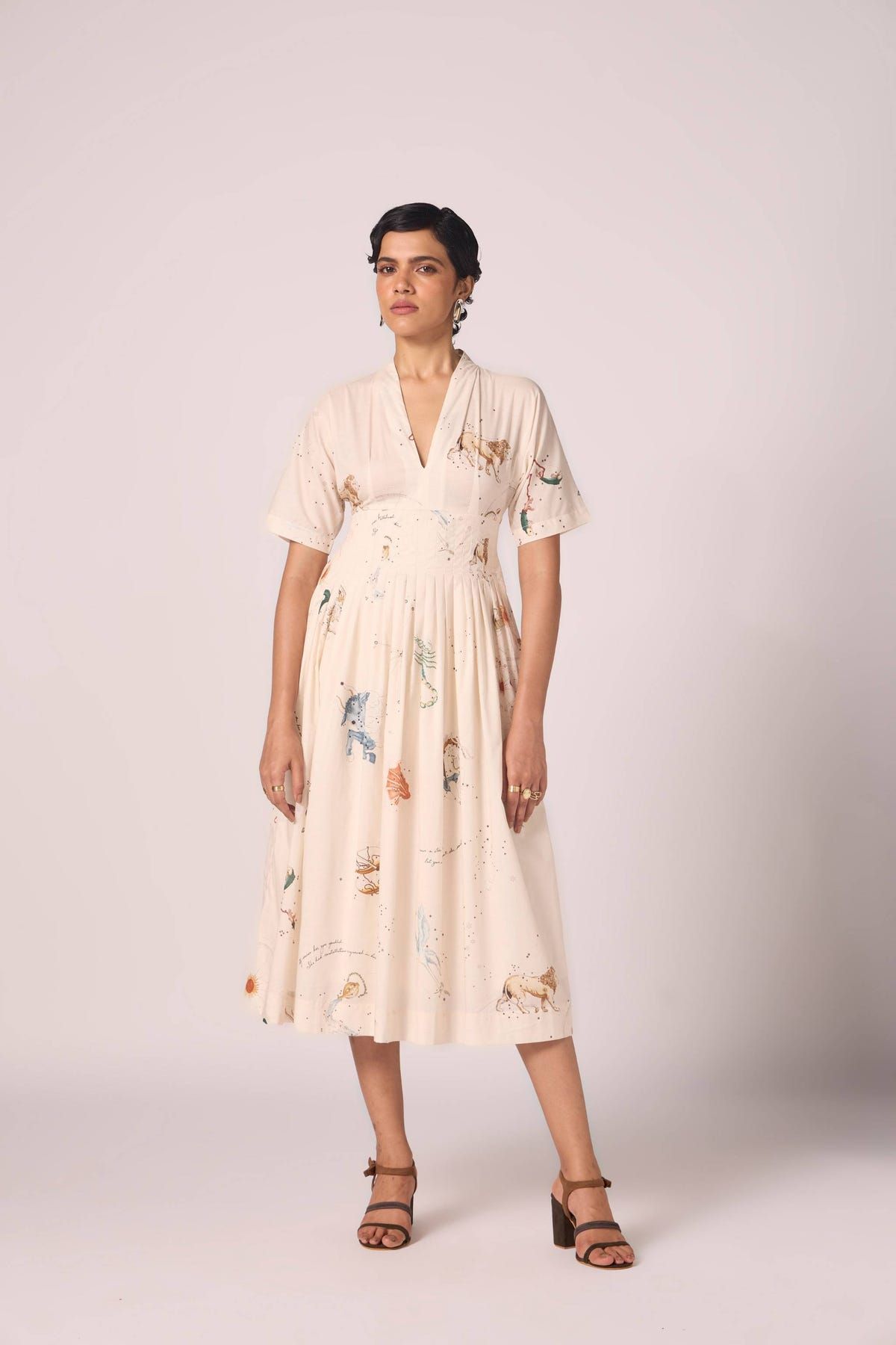 Aara Zodiac Print Pleated Dress - image 13
