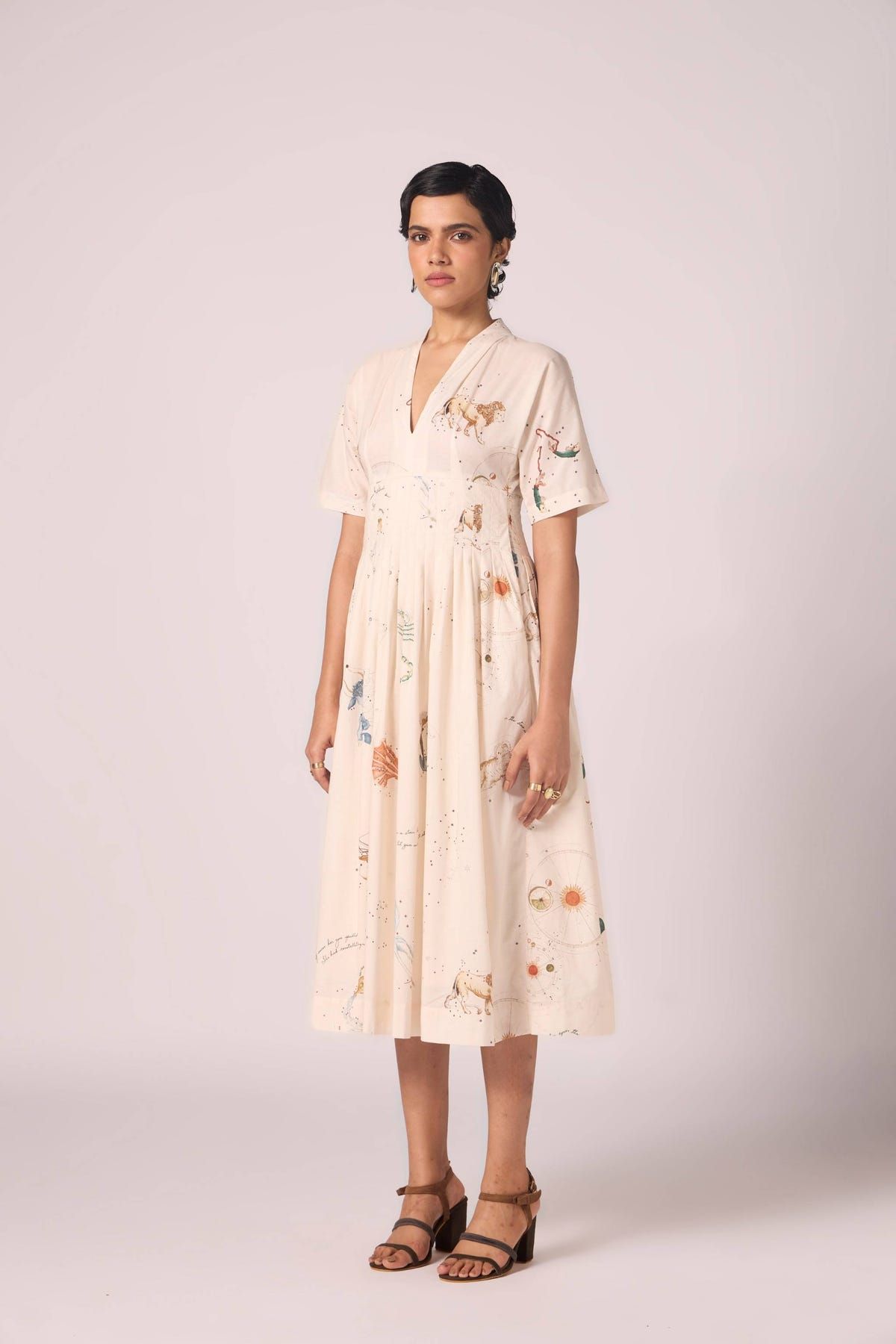 Aara Zodiac Print Pleated Dress - image 2