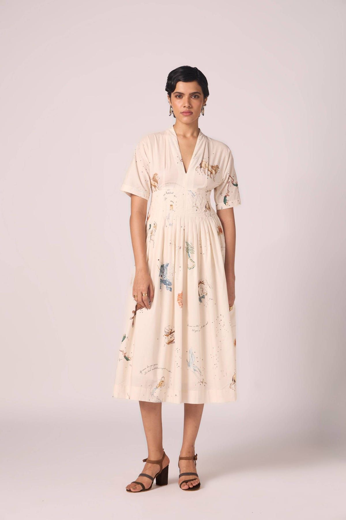 Aara Zodiac Print Pleated Dress - image 3