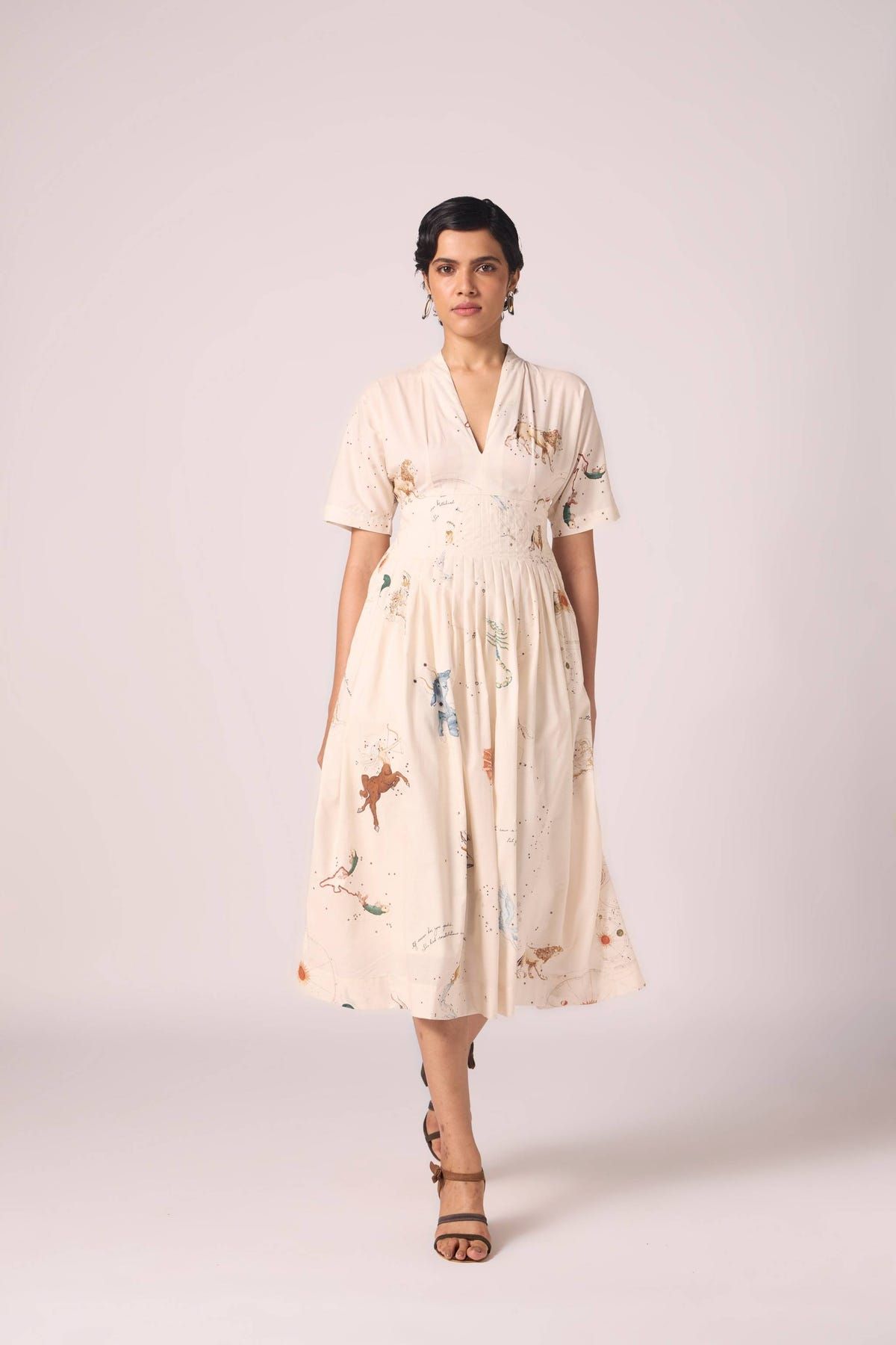 Aara Zodiac Print Pleated Dress - image 6