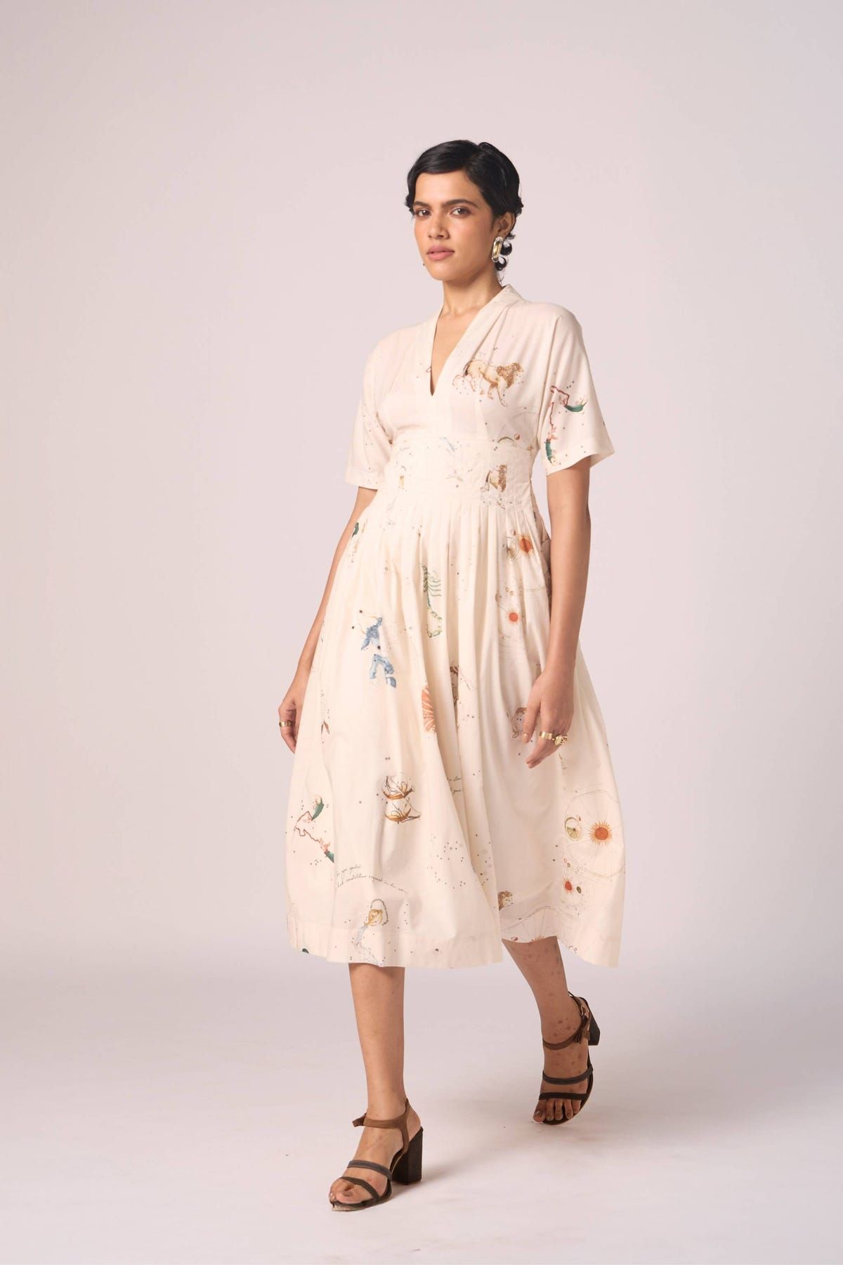 Aara Zodiac Print Pleated Dress - image 7
