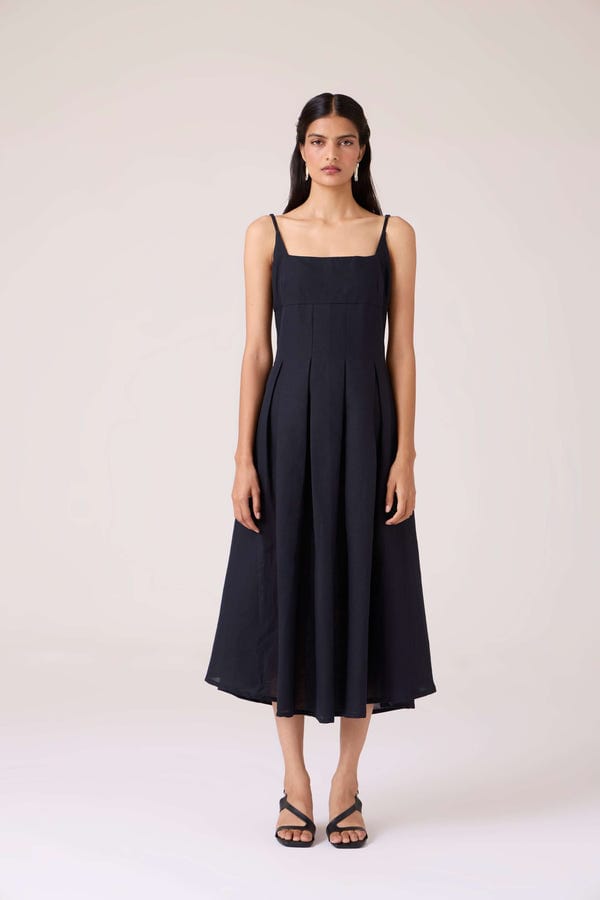 The Summer House — Eos Black Midi Dress