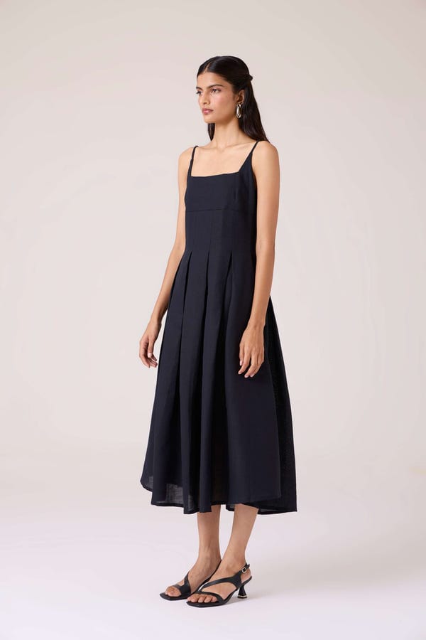 The Summer House — Eos Black Midi Dress
