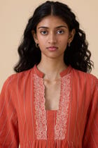 Sabah Orange Cotton Midi Dress view 4