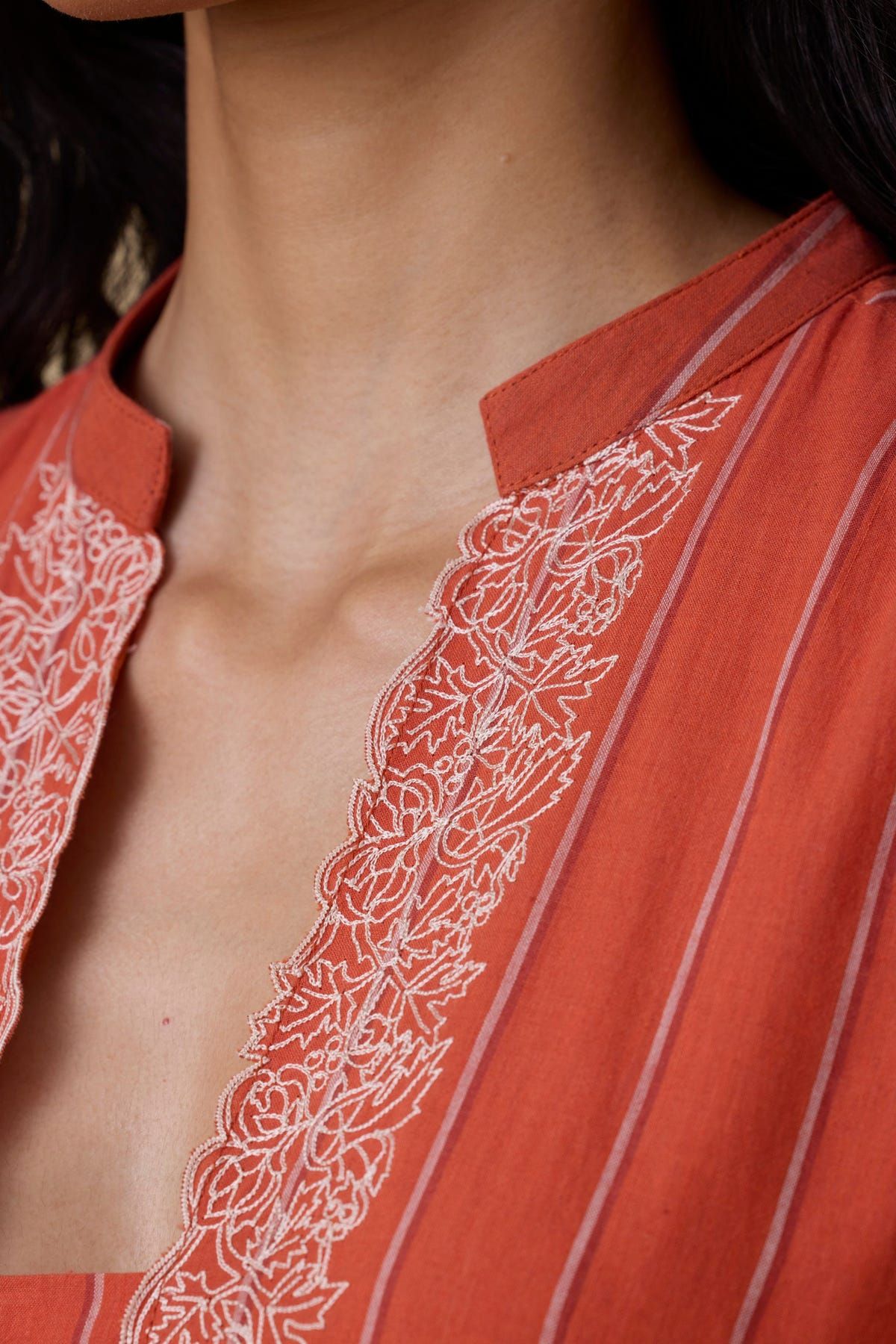 Sabah Orange Cotton Midi Dress - image 5