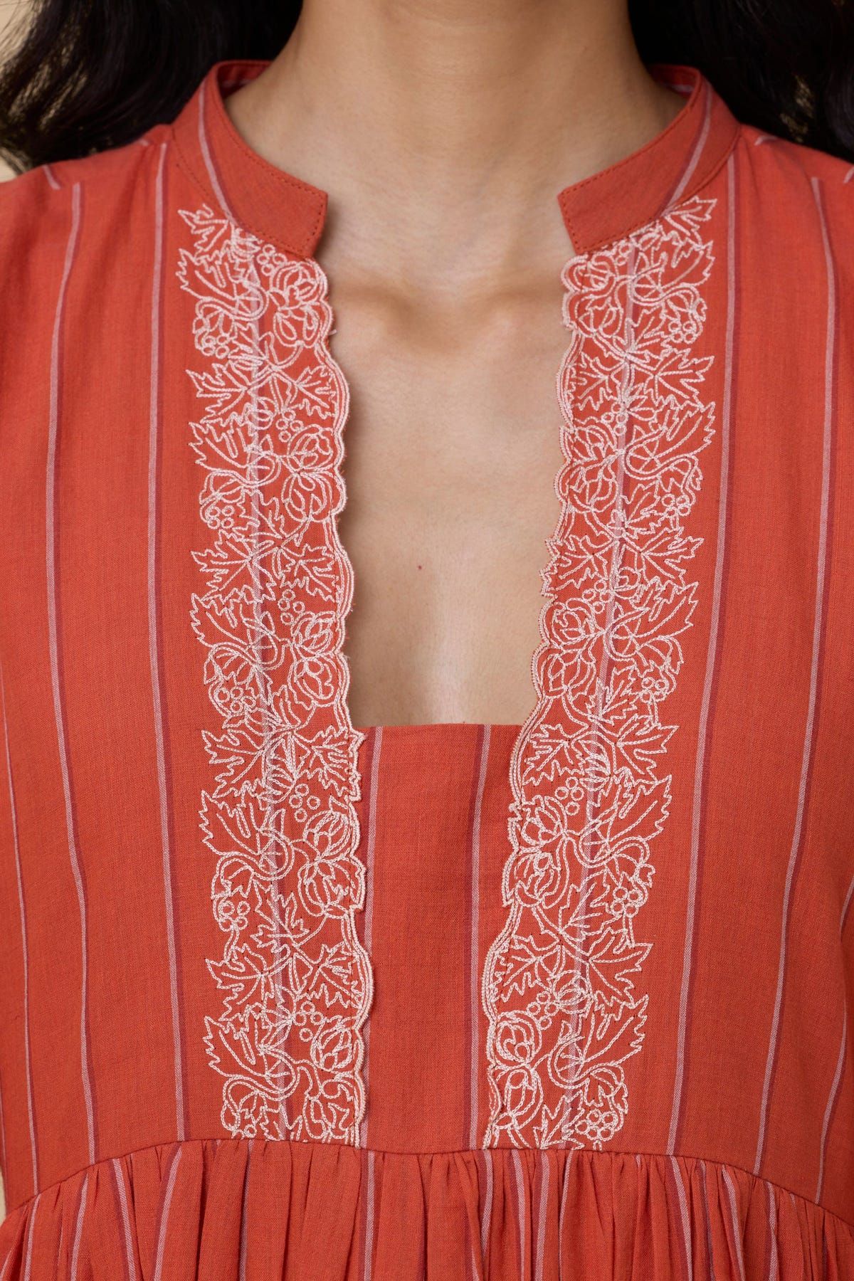 Sabah Orange Cotton Midi Dress - image 6