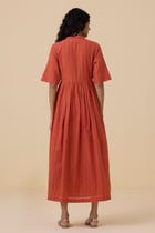 Sabah Orange Cotton Midi Dress view 10