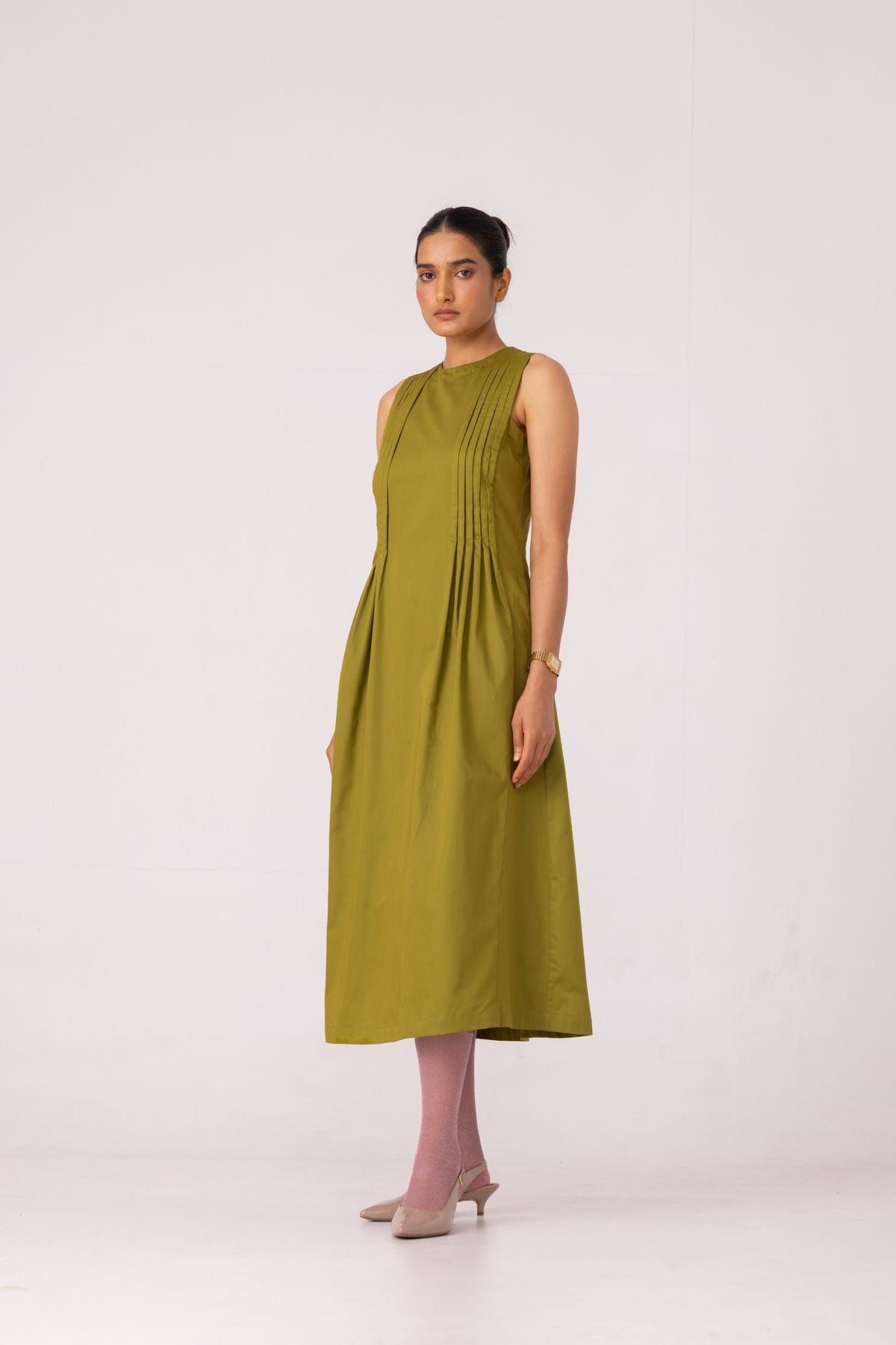 Indika Green Pleated Midi Dress - image 3