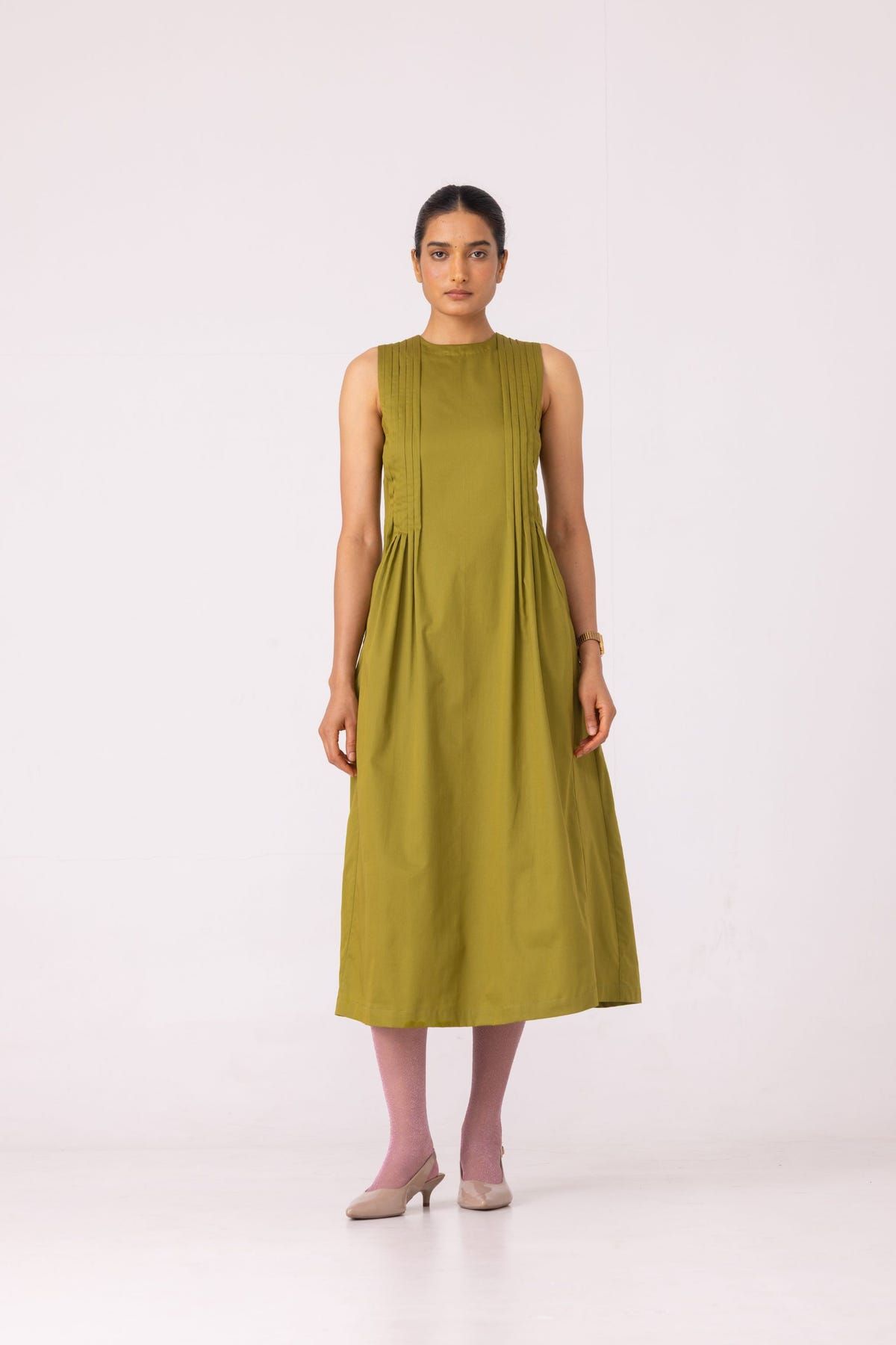 Indika Green Pleated Midi Dress - image 4