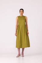 Indika Green Pleated Midi Dress view 4