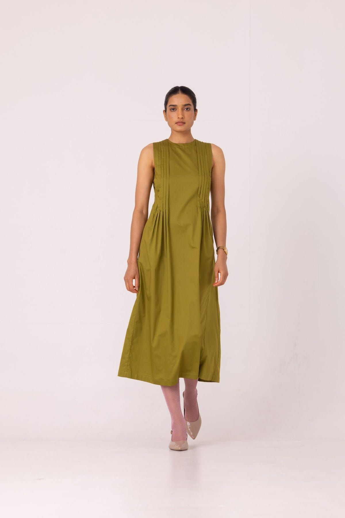 Indika Green Pleated Midi Dress - image 5