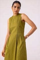 Indika Green Pleated Midi Dress view 6