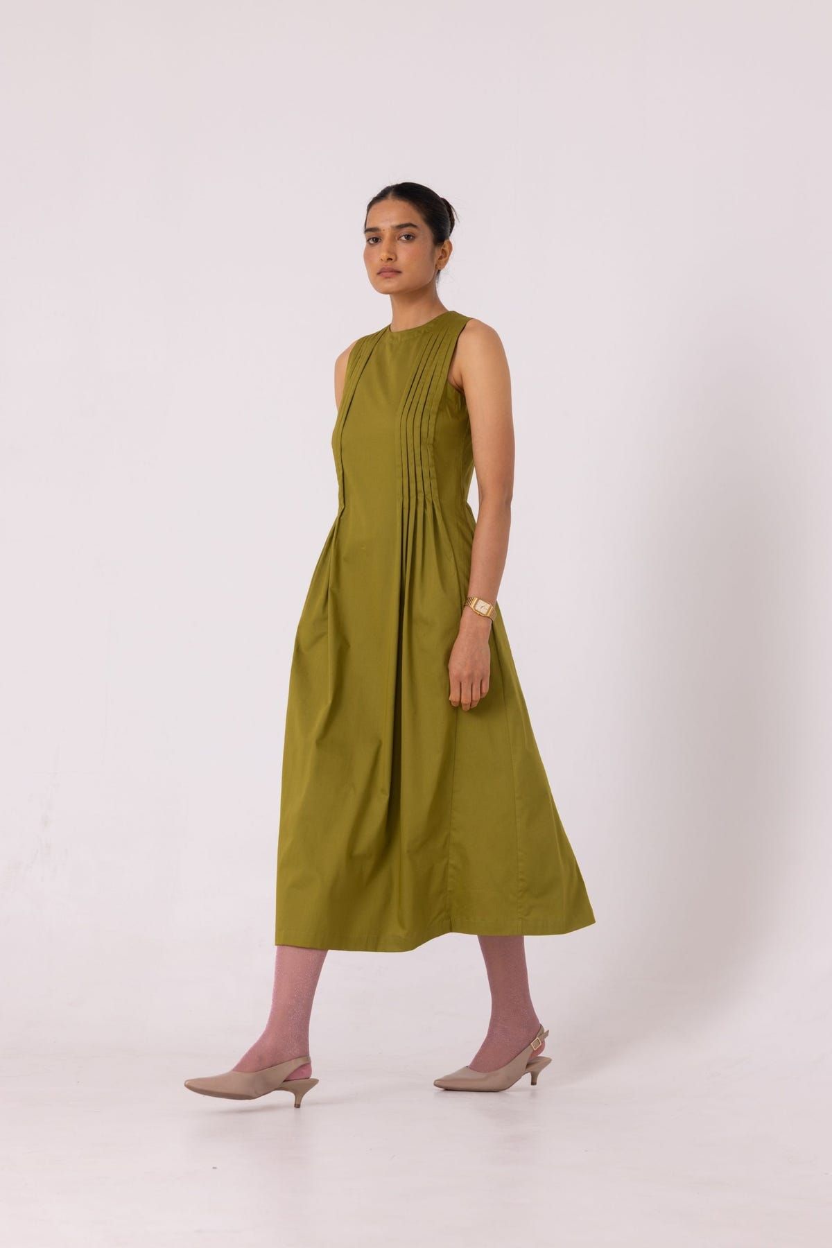 Indika Green Pleated Midi Dress - image 9