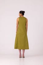 Indika Green Pleated Midi Dress view 10